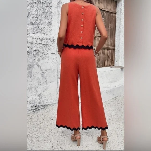 TANGERINE TRIMMED CHIC CAPRI SET - Picture 2 of 3